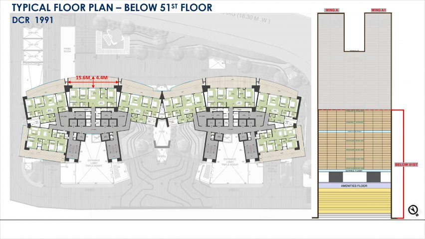 Floor plans of Minerva Tower by Architect Hafeez Contractor