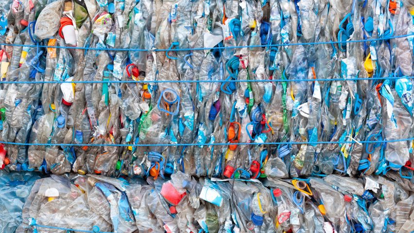 Plastic drinks bottles bound for recycling