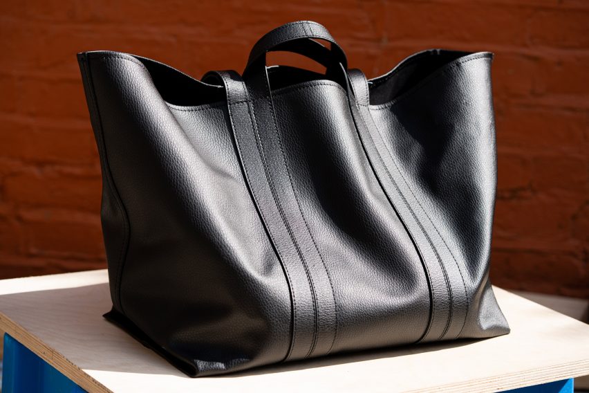 Photo of a large black tote bag by BEEN London in a soft and supple black material that looks like leather but is actually New Grain by Arda