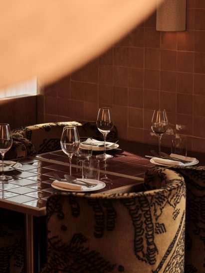 Restaurant with zellige tile clad walls