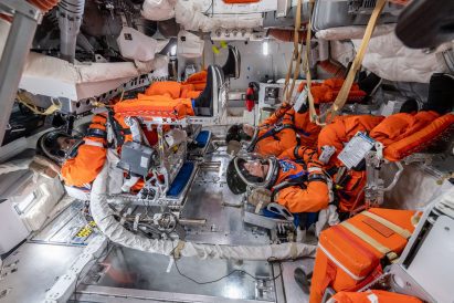 Crew in Orion space capsule