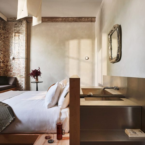 Bedroom with bathttub