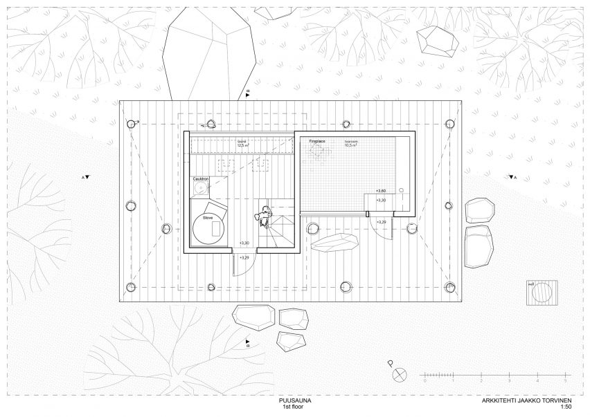 Floor plan of Puusauna by Jaakko Torvinen