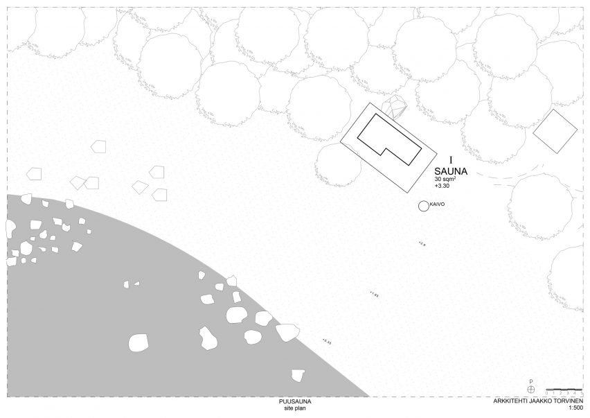 Site plan of Puusauna by Jaakko Torvinen
