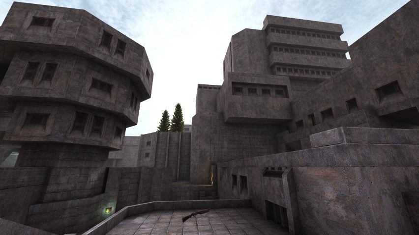 Concrete buildings in Quake Brutalist Jam