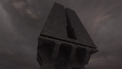 Monolithic concrete building in Quake