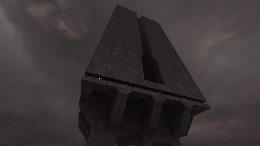 Monolithic concrete building in Quake