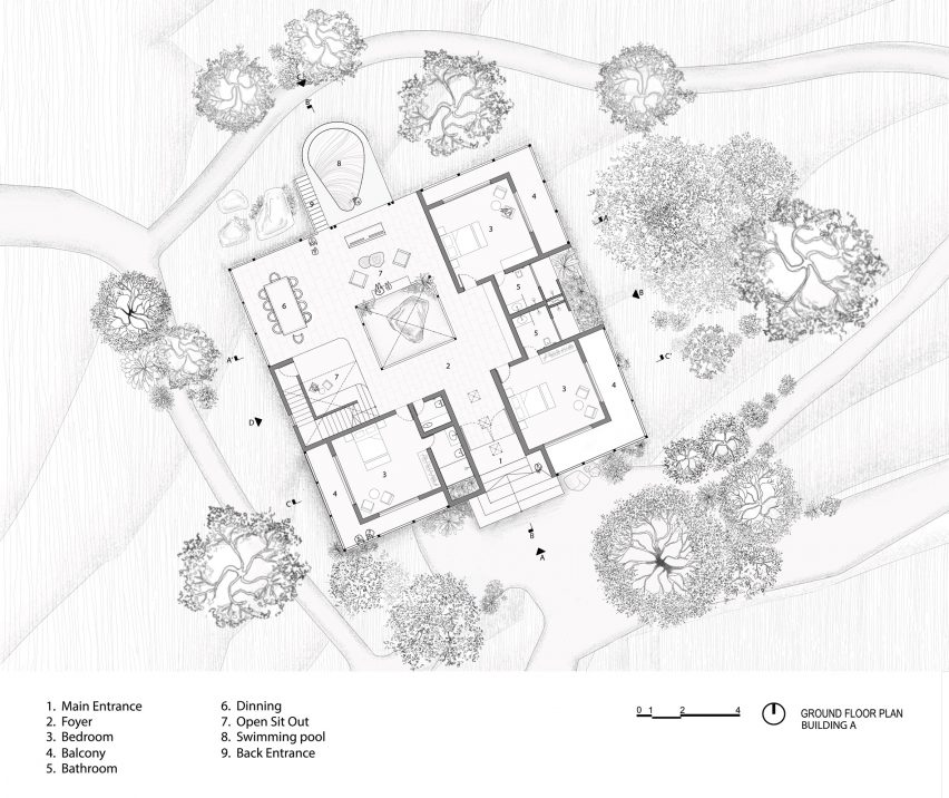 Ground floor plan of Serenity retreat by Mar+rs