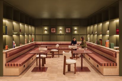 Gathering space in London office designed by SODA