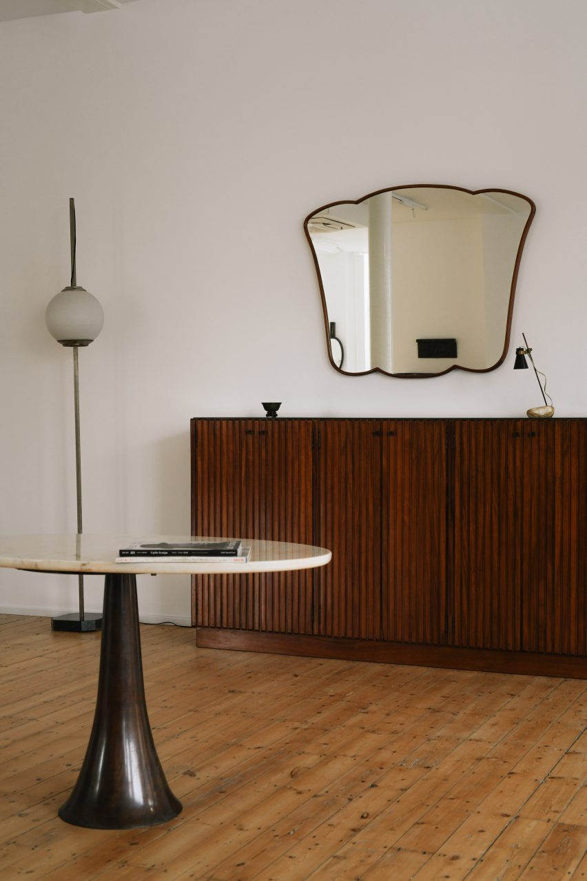Wooden cabinet and mirror