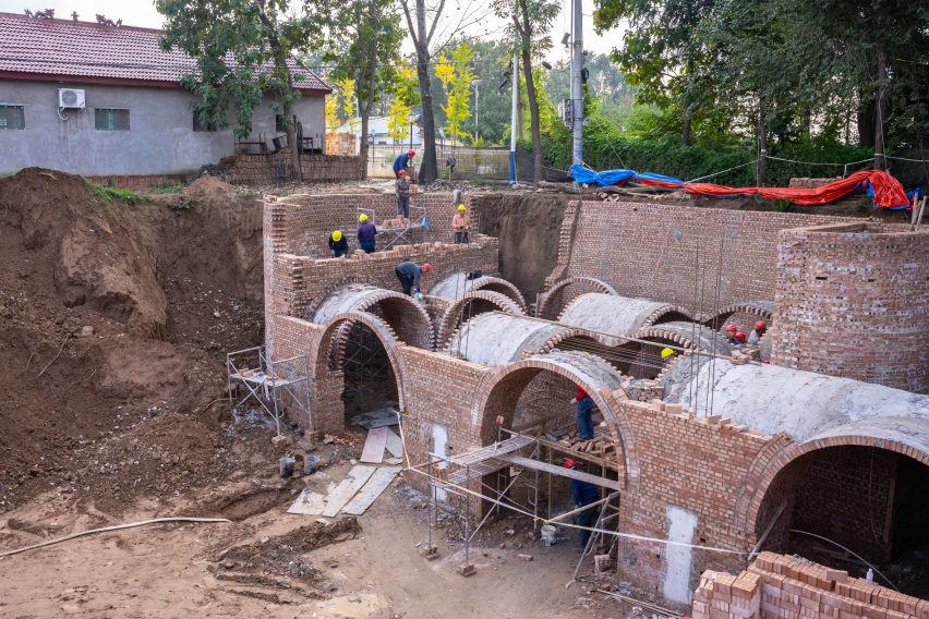 Brickwork for Underground House of the Future under construction