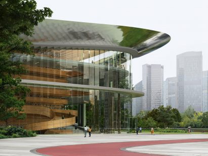 Exterior render of Qiantang Bay Cultural District