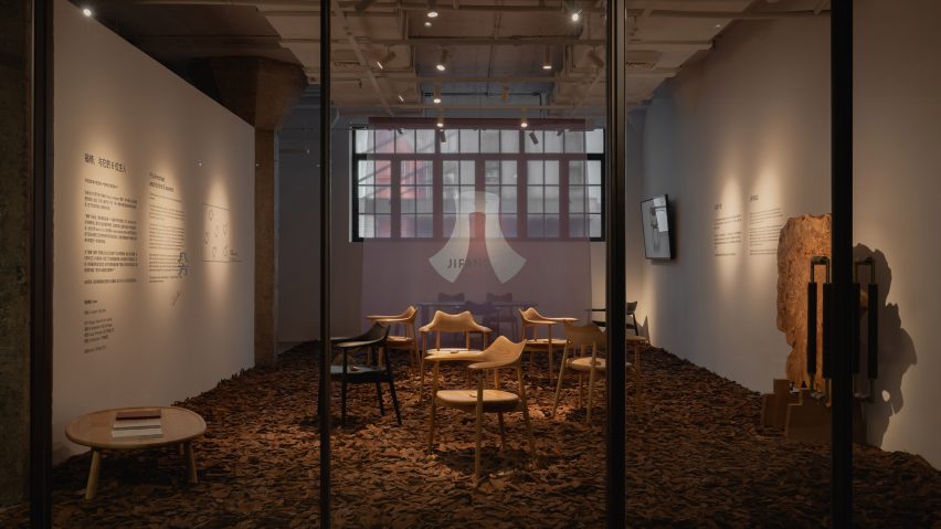 Solid wood chairs by Jifang inside Square 2026 exhibition