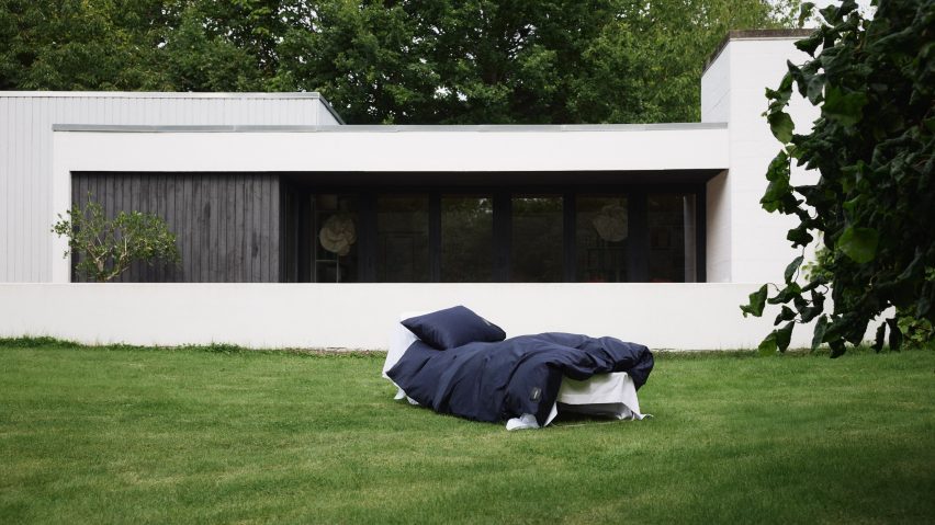 Photo of a bed on grass