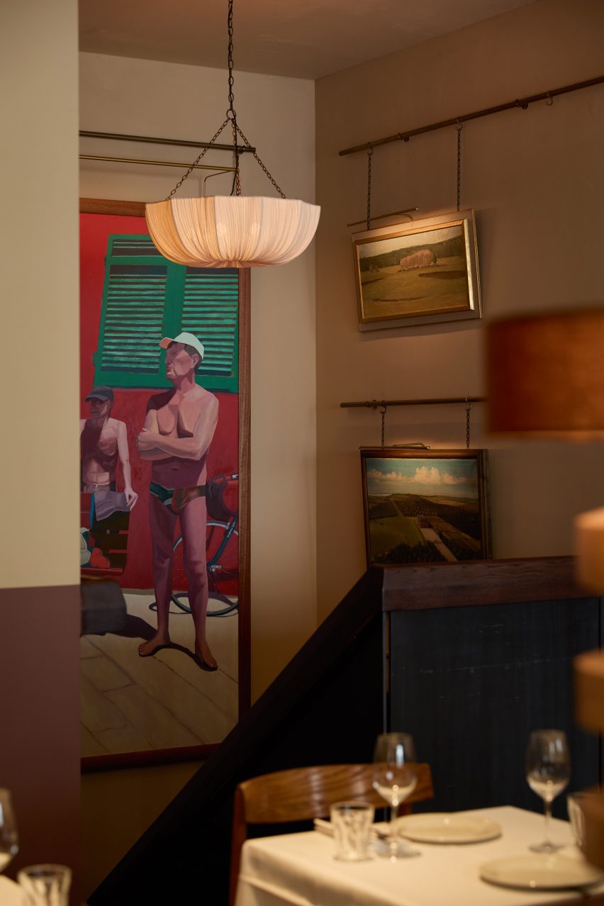 Paintings on wall of Burro restaurant designed by Day Studio