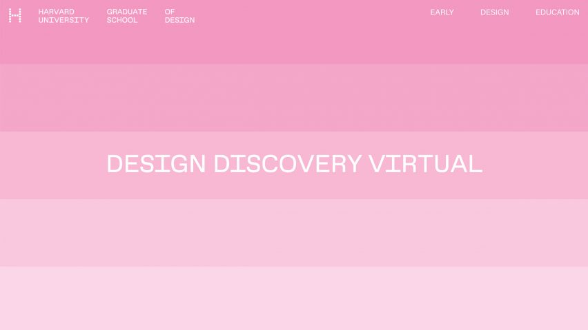 a poster in pink and white for a design course