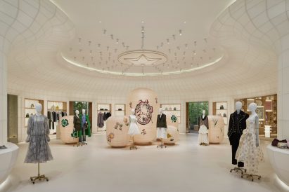 Japanese lanterns inside Dior shop
