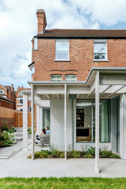 Exterior view of Talbot Road Douglas fir extension in London