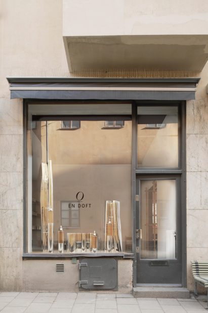 Window of En Doft store in Stockholm by All Matters Studio