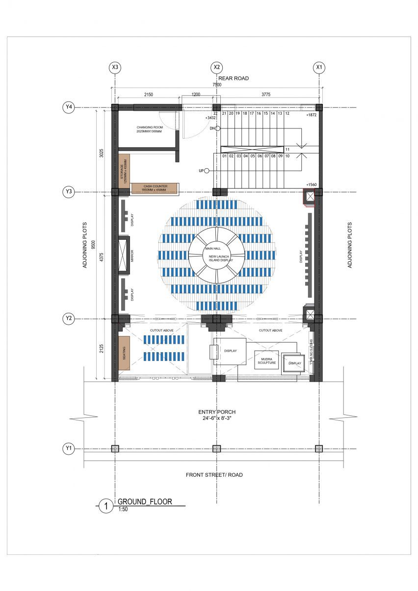 Plans of the Gully Labs store in New Delhi by The Melange Studio