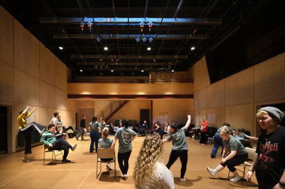 People using the new spaces at Theatr Clwyd by Haworth Tompkins