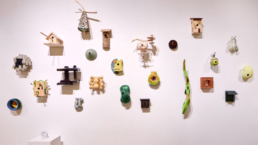 Birdhouses on a wall
