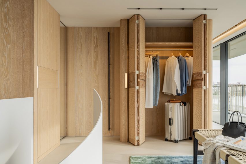 Rattan closet doors