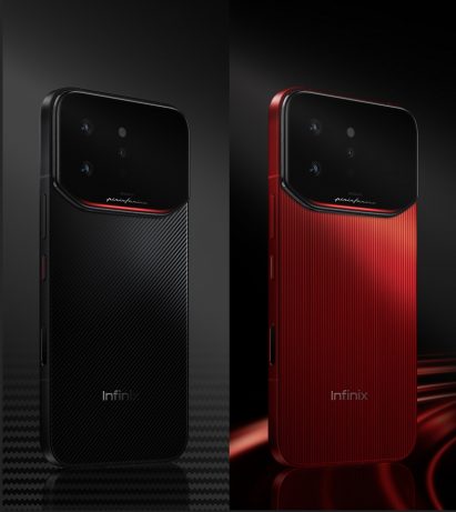 Infinix Note 60 Ultra phones in the colours Torino Black and Monza Red