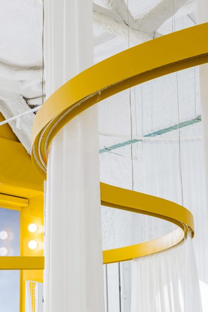 Yellow curtain rail