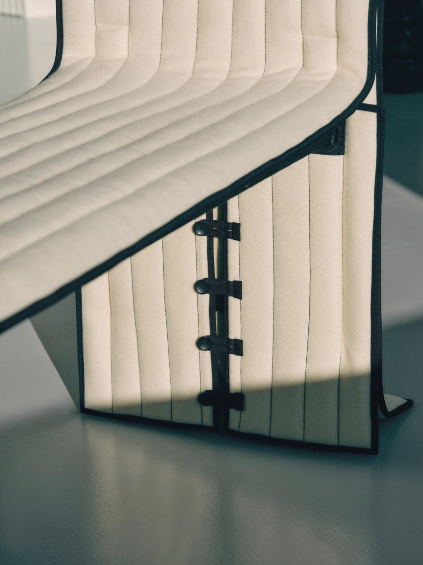 Detail of stitching on bench