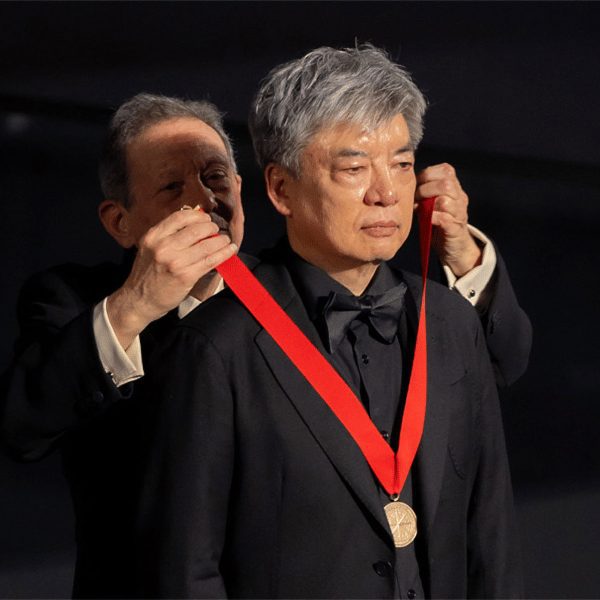 Tom Pritzker bestowing the Pritzker Architecture Prize medal on 2025 laureate Liu Jiakun