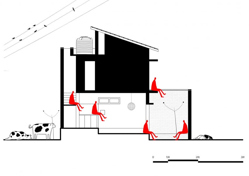 Section of The Threshold House by Madras Spaces
