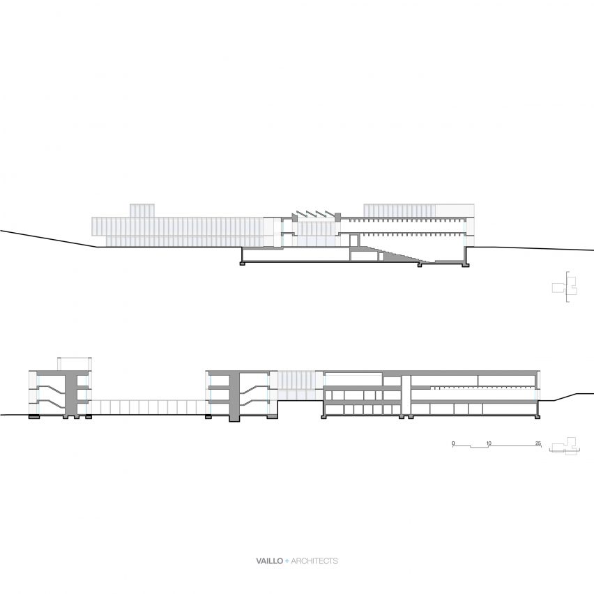 Section of Faculty of Tourism at the University of Málaga by Vaillo + Irigaray Architects