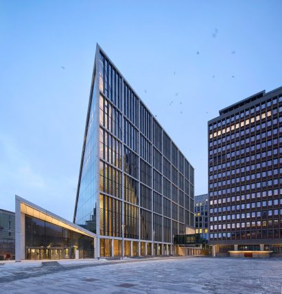 View from plaza of New Government Quarter in Oslo