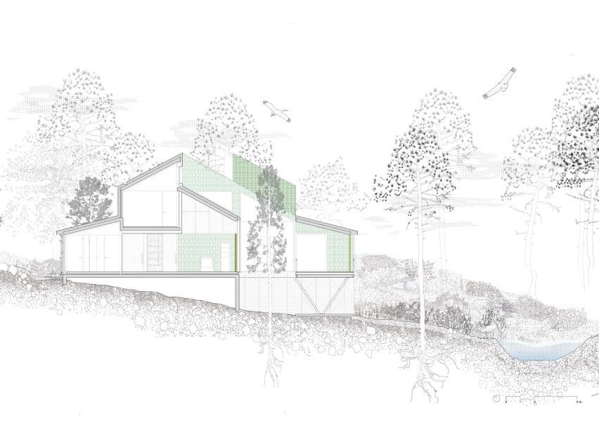 Section of Camp Alliances by Ozaeta-Fidalgo Architects and Ignacio Galán
