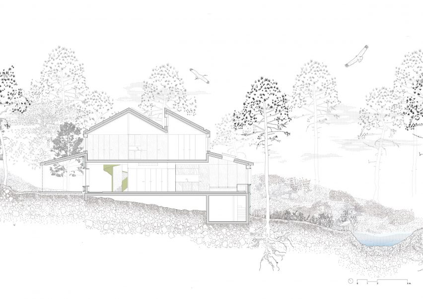 Section of Camp Alliances by Ozaeta-Fidalgo Architects and Ignacio Galán