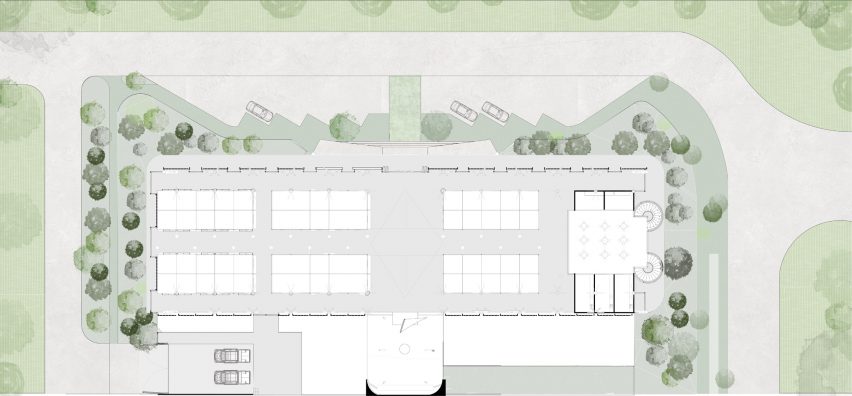 Upper floor plan of Plaza Luna Vallenata by TARQ Studio