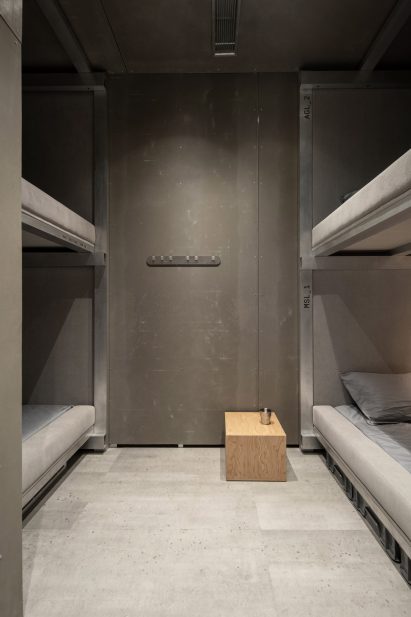 Sleeping quarters in aircraft hangar