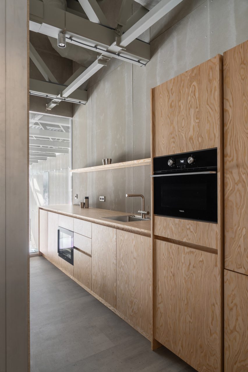Kitchen area in Ukraine aircraft hangar
