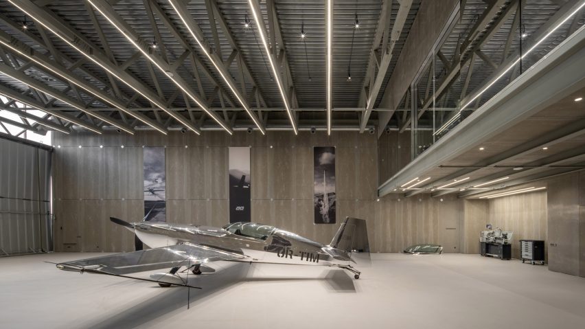 Interior of aircraft hangar in Ukraine