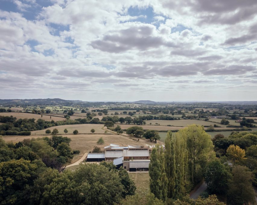 Aerial view of Rammed Earth House by Tuckey Design