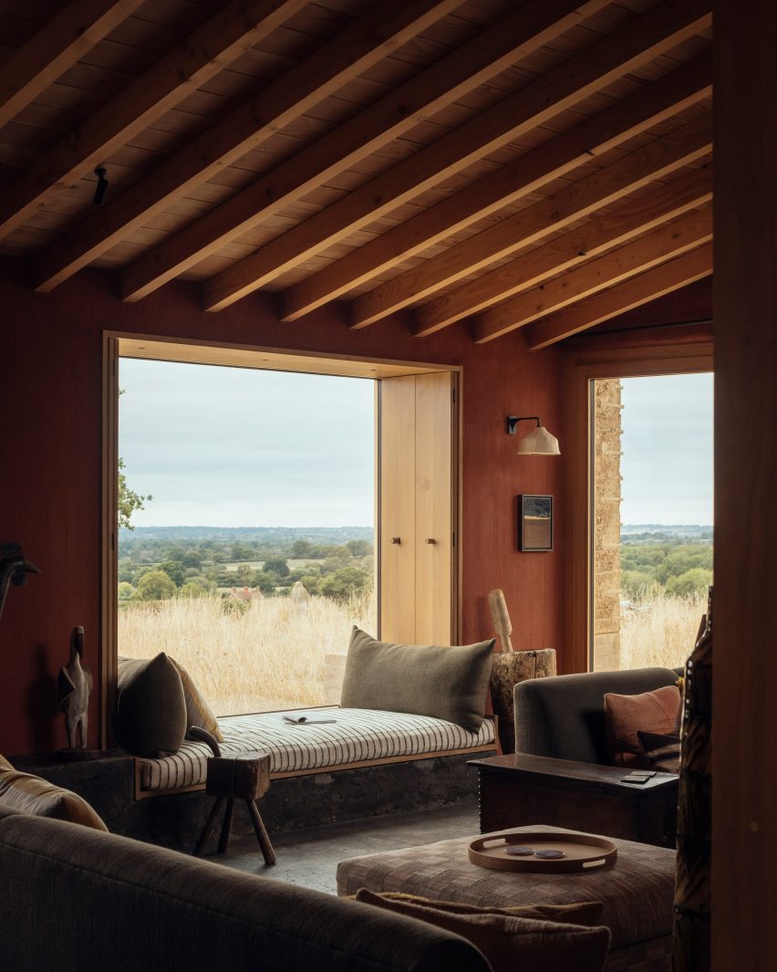 Living room of Rammed Earth House by Tuckey Design