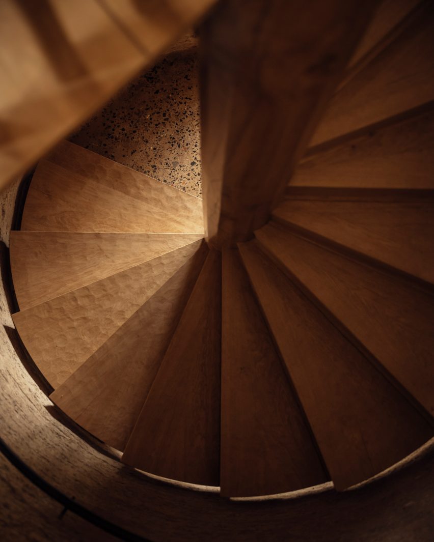 Stair of Rammed Earth House by Tuckey Design