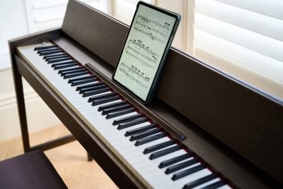 Close-up of piano keyboard