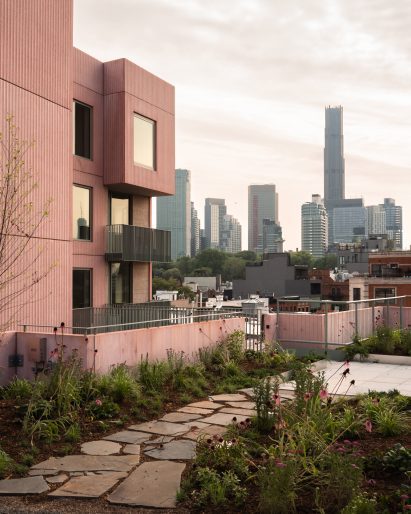 SO-IL pink concrete building in Brooklyn