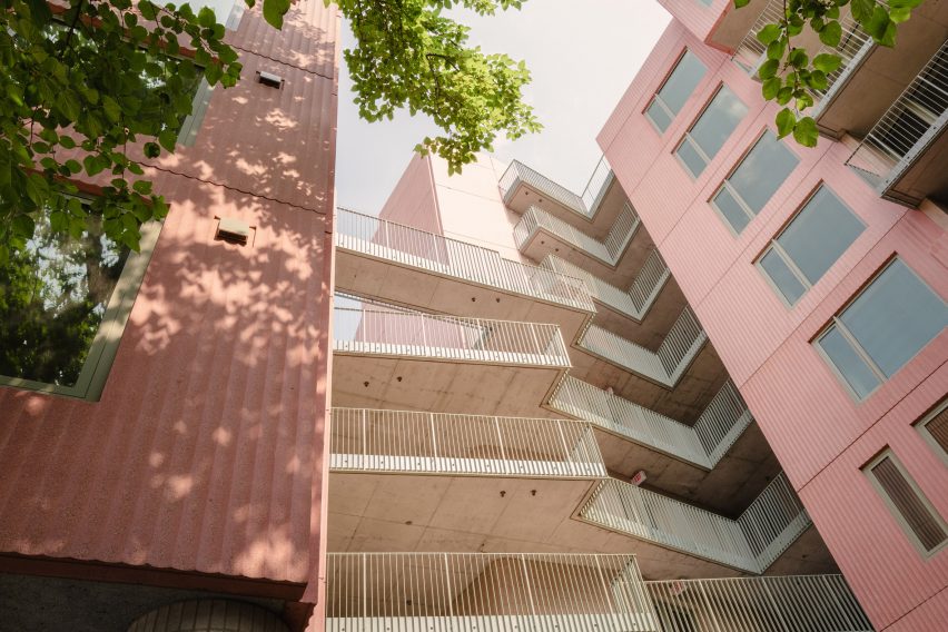 SO-IL pink concrete building in Brooklyn