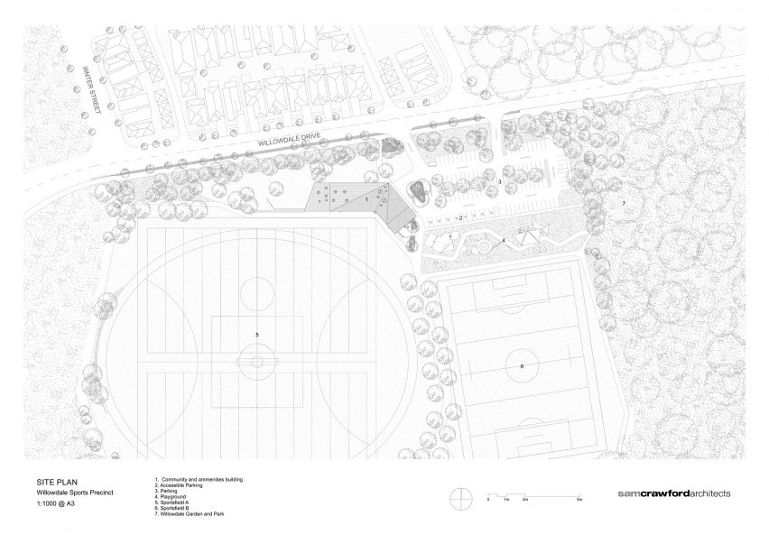 Plan of Willowdale Sports Precinct by Sam Crawford Architects
