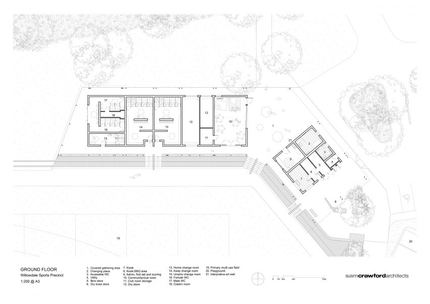 Plan of Willowdale Sports Precinct by Sam Crawford Architects