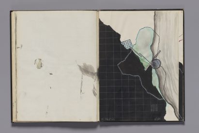 A page from Zaha Hadid's student sketchbook