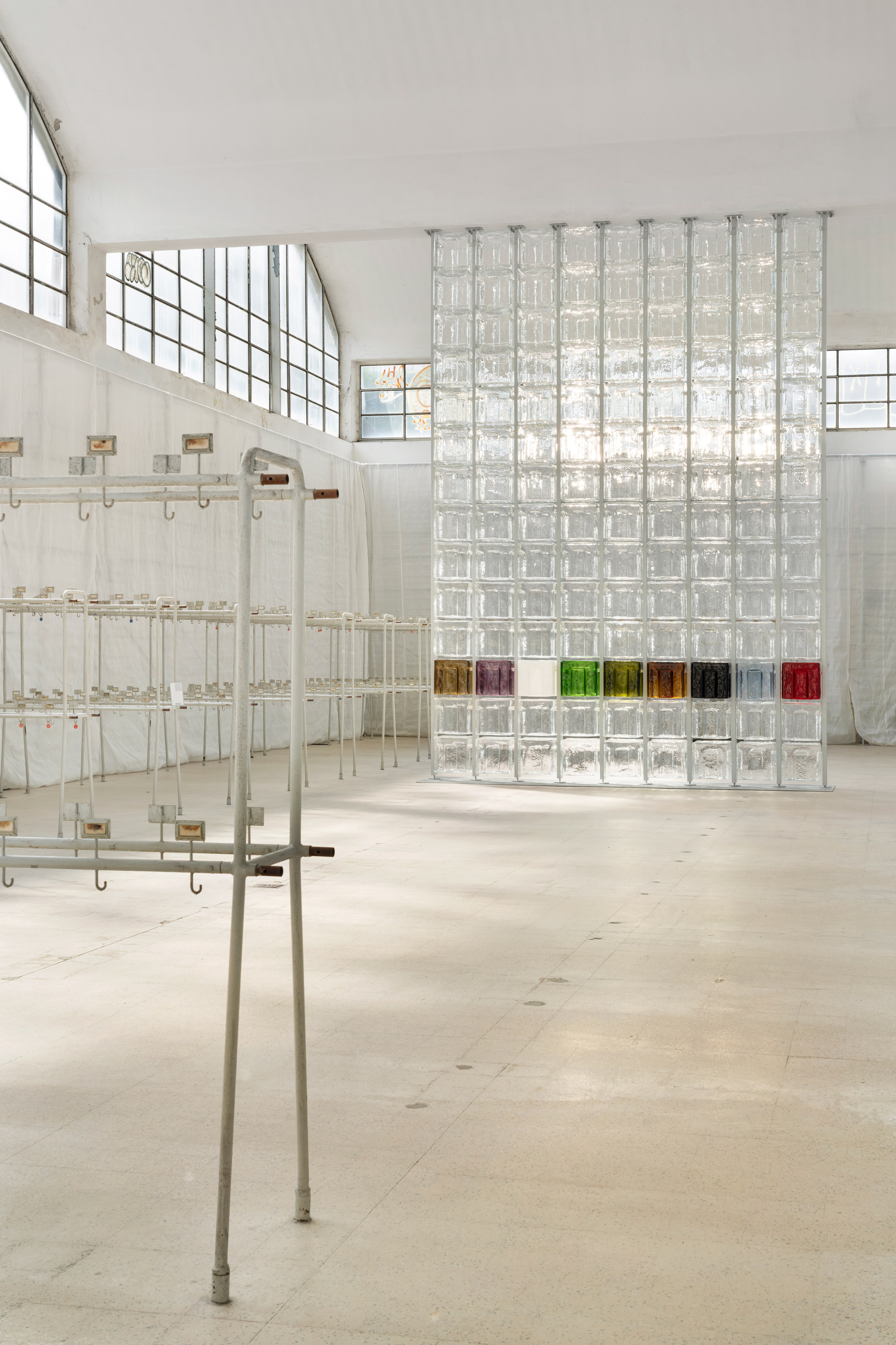 Glass cubes designed for Bottega Veneta